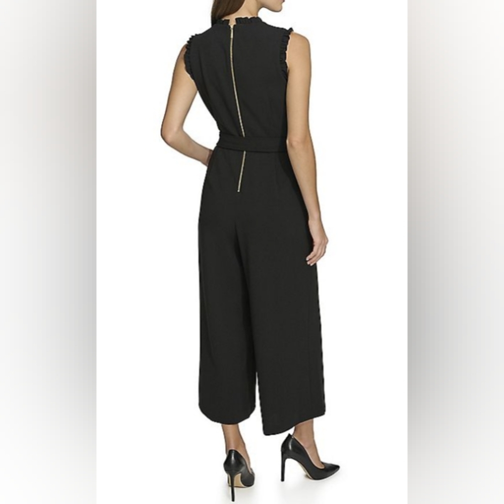 Women's Andrew Marc Ruffle Jumpsuit Black Size 16 - Picture 2 of 12